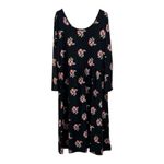 Old Navy Black Floral Print Fit & Flare Scoop Neck Long Sleeve Midi Dress XXL Photo 1
