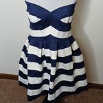 Sans Souci NWT blue and white striped fit& flare mini dress size large Photo 1