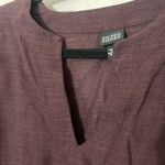 Eileen Fisher  Open V-Neck Linen Blend Top Small Burgundy EUC Photo 2