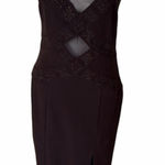 Cache Vintage  Brown Dress Bronze‎ Beading Mesh Cutouts Size 8 Formal Photo 1