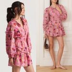 Love Shack Fancy NWT Clarkie Floral Mini Dress in Wild Pink Rose sz P fits XS Photo 4