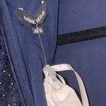 NWOT NADINE MERABI Misha Belted Long Sleeve Sequin Flare Jumpsuit Navy sz 12 Blue Photo 8