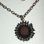 Cheeky’s Brass Tone Sunflower Pendant Boho Necklace Brown Photo 0