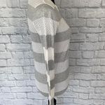 EXPRESS open knit Crewneck Longsleeve lightweight stripe sweater white grey sz S Photo 4