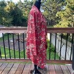 Soft Surroundings New Medium Draped Jacket Cardigan Rustic Botanical Faux Suede Photo 3