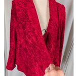 Connected Apparel  Red Crushed Velvet Open Front Cardigan Jacket Photo 8
