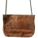 Via Mia Distressed Leather Brown Chain Strap Crossbody Purse Photo 0