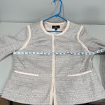 Dennis Basso Women's Gray and Cream Blazer Jacket Size 14 EUC Photo 7