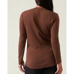 Athleta  Outbound V Neck Top Long Sleeve Chocolate Brown Cotton Plus Size 3X NWT Photo 2