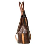 Paisley Print Tote Bag Detachable Shoulder Straps Brown Leather Silver Accents Photo 9