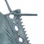 Free People Adelia Boho Blue Off-Shoulder Crochet Back Long Sleeve Blouse Top XS Photo 3