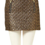 Topshop metallic gold & black embroidered/quilted miniskirt zipper accents, 4 Photo 0