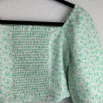 Levi's Women's Yvie Crop Blouse Puff Sleeves Smocked Green Floral Western XS Photo 3