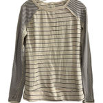 Lululemon Athletica Striped Long Sleeve Top Crew Neck Cream Black Size 8 Photo 0