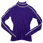 Milly  Sweater Womens P XX Small Purple Racer Stripe Turtleneck Ribbed‎ Knit Photo 1