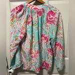 Lilly Pulitzer  Womens Elsa Silk Top Size S Long Sleeve Out To Sea Pastels Photo 4
