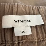 Vince Linen-Blend High-Rise Pull-On Wide Leg Pant in Moss Smoke Size L Photo 9