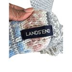 Lands' End Womens Soft Knit Tassel Scarf Geometric Pattern In Pastel Blue & Pink Photo 1