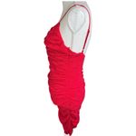 Lena Red Lace Bodycon Dress ruched cocktail party sleeveless sexy Size M Photo 7