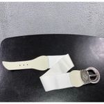 Vintage Y2K Waist Belt Women M/L Elastic Fashion Rhinestone Buckle Statement White Photo 1