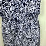 Hilary Radley sleeveless drawstring shift dress navy blue white cheetah - Size 2 Photo 5