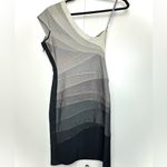 Herve Leger One Shoulder Bandage Dress Gray Black Photo 3