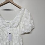 Astr The Label Sandy Polka Dot Puff‎ Sleeve Midi Dress Sz S Wedding White Photo 3