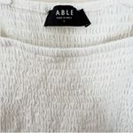 Able White Smocked Long Balloon Sleeves Crop Top Size Small Square Neck Photo 3