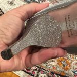 Adrianna Papell BOUTIQUE GRAND SILVER METALLIC SPARKLE HEEL OPEN TOE SATIN PUMPS Photo 5