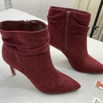 XOXO Womans Taylor Ankle Boots 6 M Maroon Side Zip Stiletto Heel Pointed Toe Photo 0