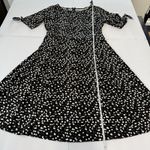 Talbots Black White Dots Toe Sleeve Stretch Flare Dress Size MEDIUM Photo 8