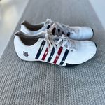 K-Swiss  Heritage Classic White Leather Red Navy Blue Striped Tennis Shoes 9 Photo 1