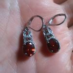 Simulated Red Diamond Stainless Steel Lever Back Earrings Photo 11