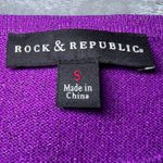 Rock & Republic Glittery Sweater Womens Small Purple Grey Striped Long Sleeve Photo 3