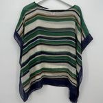 Talbots Silk Multicolor Striped Overlay Shawl Sheer Size S/M Preppy Photo 0