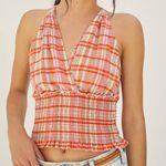 Pilcro  by Anthropologie Jessie Halter Top Gingham Plaid Smocked Photo 0