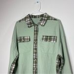 Light Green Plaid Button Down Collared Jacket M Size M Photo 2