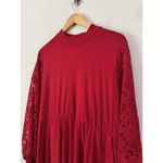 Torrid NWT Red At The Knee Jersey Lace Sleeve Mock Neck Skater Dress Size 1X Photo 5