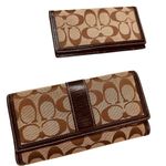 Coach HAMPTON BY BROWN SIGNATURE MONOGRAM TRIPLE WALLET AND LEATHER-TRIMMED CHECKBOOK Photo 0