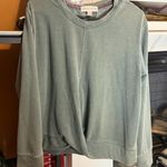 Knox Rose  Dark Green Long Sleeve twist bottom top size large boho hippy Photo 4