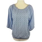 Evereve  Womens Evelyn‎ Cotton Eyelet Top in Light Blue Sz S Spring Pastel Casual Photo 1