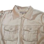 Kate & Mallory Beige Jacket Womens Medium Ruffle Sleeve Zip Up Collared Photo 3