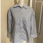 Maeve  Pocket Tunic Button Down Shirt Blue White Pinstripe XXSP Photo 0