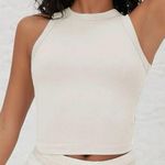 Rib Knit Solid Tank Top White Size M Photo 0