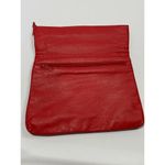 Vintage 1980s Pioneer Cutout Flap Clutch Wallet Red Leather 9x12'' Photo 3
