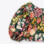 ZARA NWT   100% COTTON Floral Print Cropped Puff Sleeves Top Photo 3