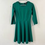 Lulus Cumulonimbus Clouds Dark Green Long Sleeve Skater Dress SMALL Photo 4