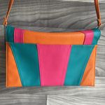Orange and Pink Chevron Clutch with Geometric Design Photo 7