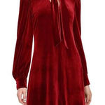 Calvin Klein  Women's Size 6 Red Velvet Tie Long Sleeve A-Line Cocktail Dress NWT Photo 0