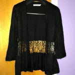 Cotton Emporium Black cardigan with lace insert small euc Photo 1